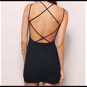 Tobi backless dress in black. bodycon mini dress