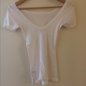 American apparel white scoop neck, low back shirt