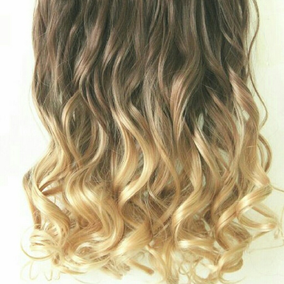 Full Head Wavy Clip In Dark Brown to Sandy Brown