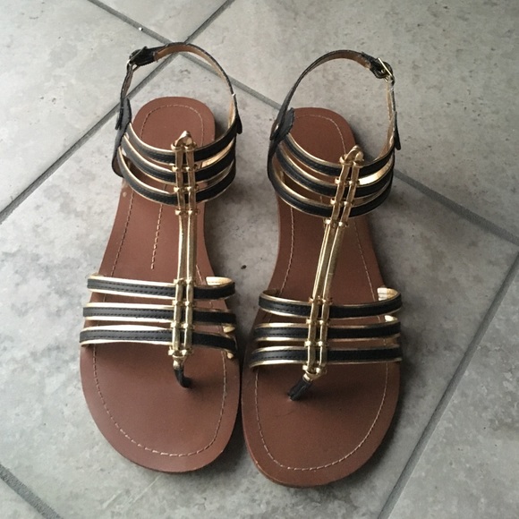 Black and gold sandals