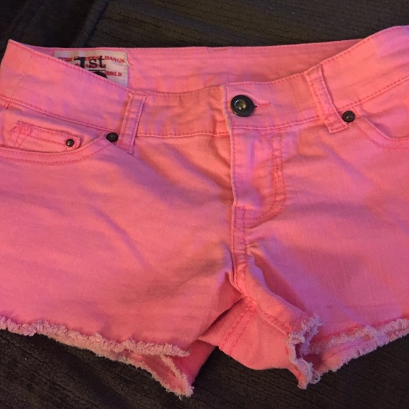 Hot pink denim shorts