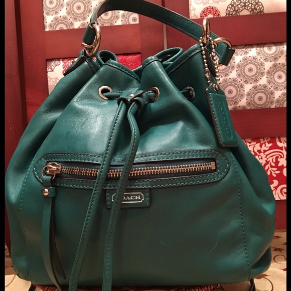 Turquoise Coach Drawstring Satchel NWOT