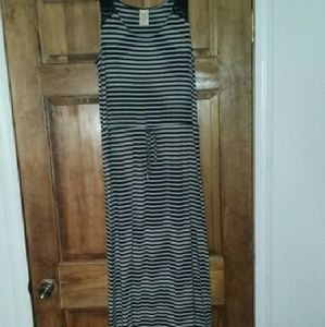 Black and gray striped maxi dress