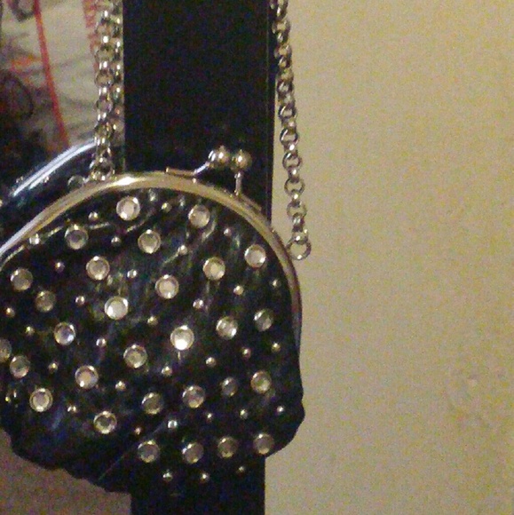 Bejewled cross body black w. Rine stones