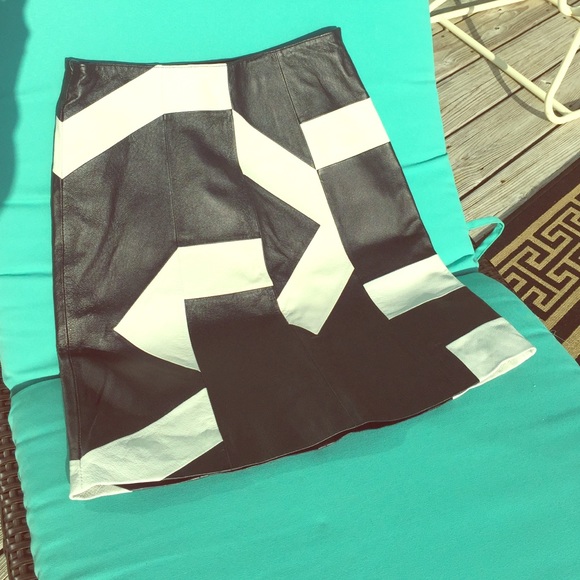 Retro Black and White leather skirt.