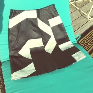 Retro Black and White leather skirt.