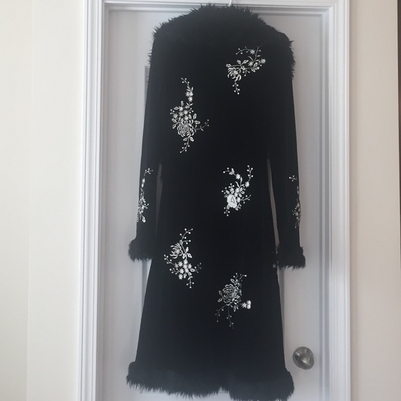 White House Black Market long velvet coat.