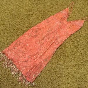 Light pink cocktail dress with beading