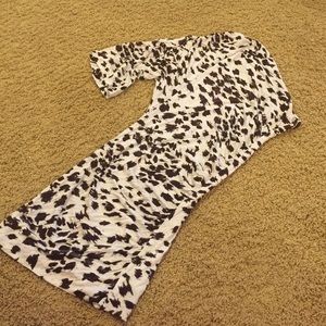 One sleeve asymmetrical animal print dress