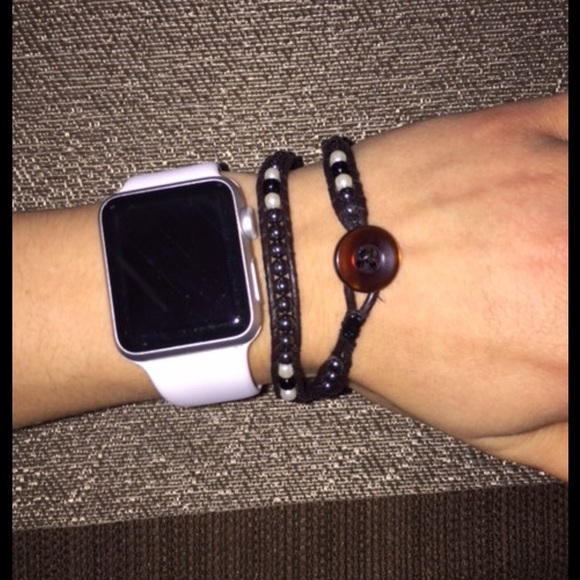 Handmade Beaded Double-Wrap Leather Bracelet