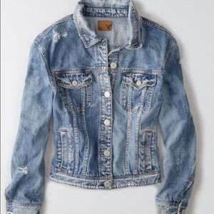 {American Eagle} NWOT Destroyed Denim Jacket