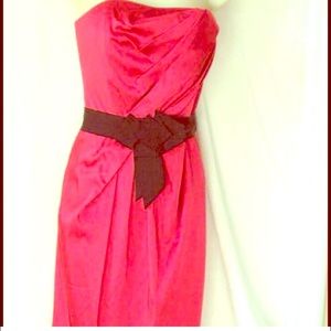 Red Satin Strapless WHBM Dress