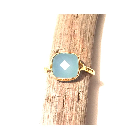 .925 Sterling Silver Jewelry - Chalcedony 18k Gold .925 Sterling Silver Ring