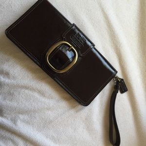 Coach brown patent leather wallet/clutch