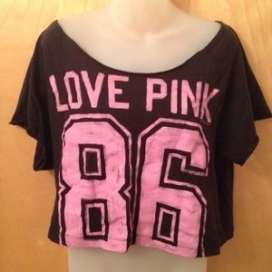VS PINK off the shoulder crop tee shirt top
