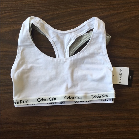 Calvin Klein two bralette bra set white gray