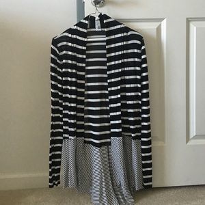 NWOT light black and white striped open cardigan