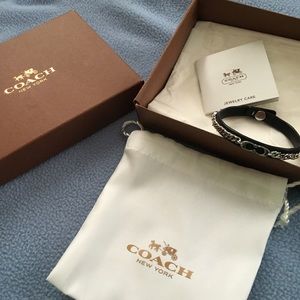 Coach black leather bracelet