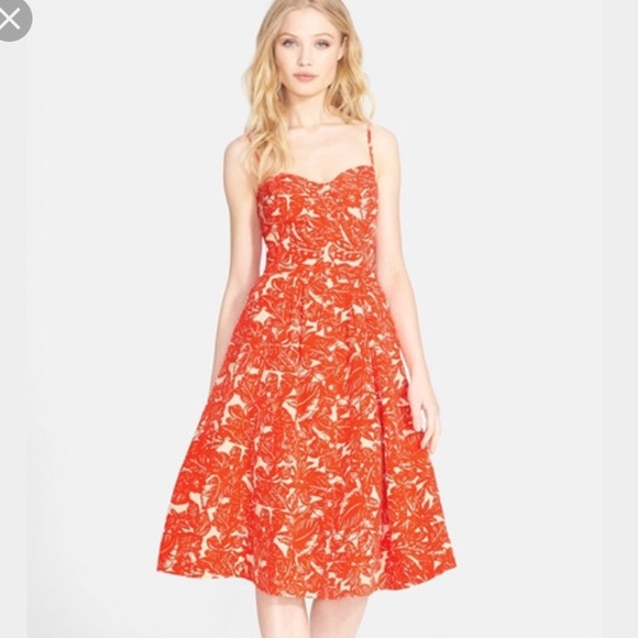 Orange Joie Silk Blend A-Line Midi Dress