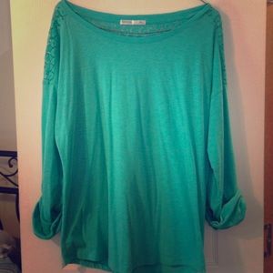 Aqua/teal shirt with lace