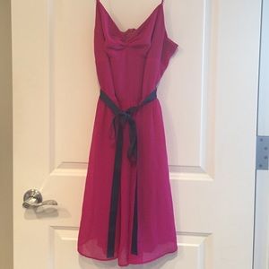 Beautiful pink dress with blue ribbon waist