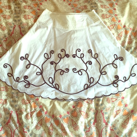 Black and white floral circle skirt