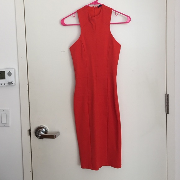 Orange cocktail dress.
