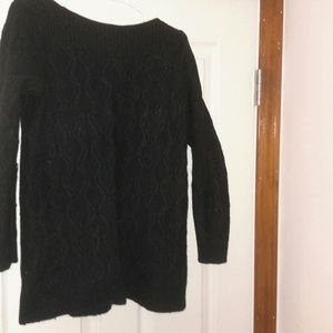 Ann Taylor Loft Black cabled knit sweater XL