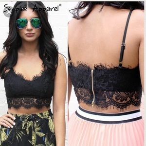 Sexy white lace lingerie bralette bandeau crop top