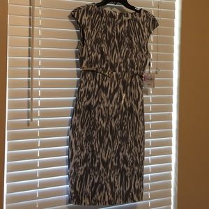 Gray and White Cap Sleeve Dress