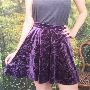 Purple Velvet Skater Skirt