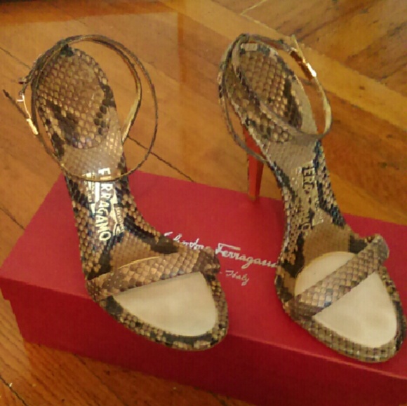 Authentic Ferragamo Snake Skin Strappy Sandals