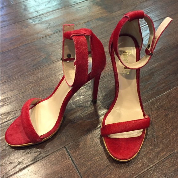 Brand new The Mode Collection red calf hair heels.