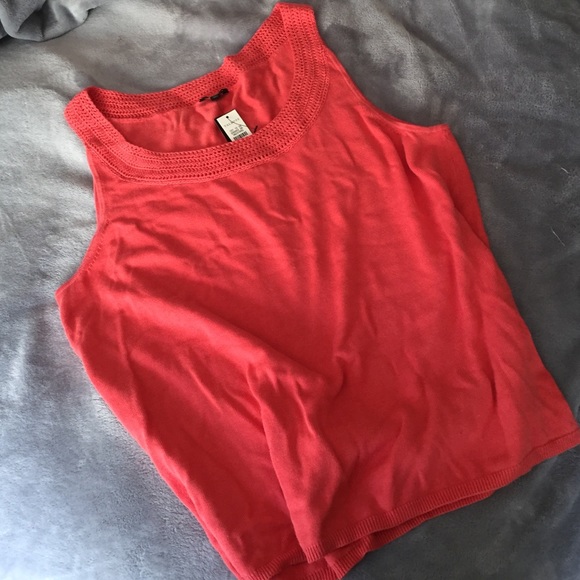 Lovely coral tank with crochet neckline