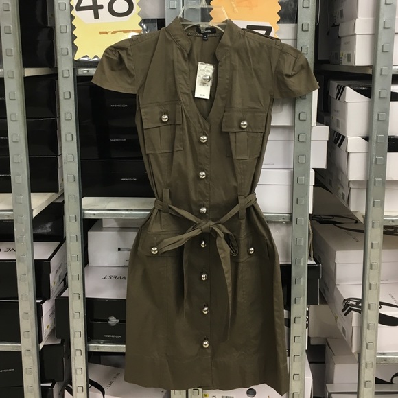 Express Buttoned Down Belted Dress