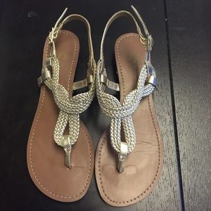 Gold braided sandals