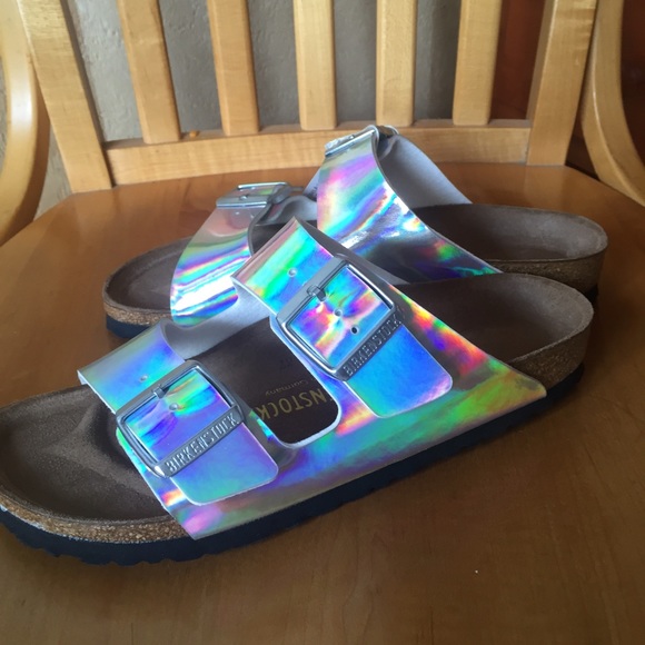 !RARE! 39 BIRKENSTOCK Arizona Mirror Silver NWT