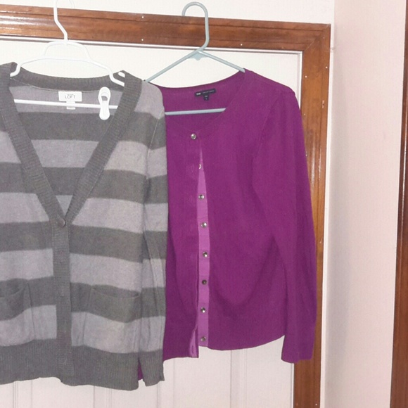 Lot of 2 L cardigan sweaters.  Loft and Gap.