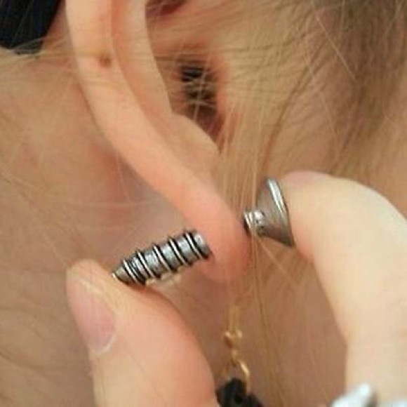 Silver Screw Earrings - Picture 2 of 2