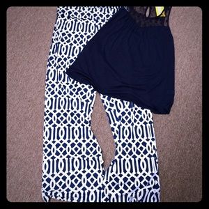 Blue &a White palazzo pants
