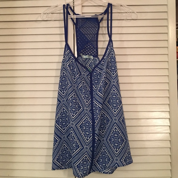 Blue & White flowy tank