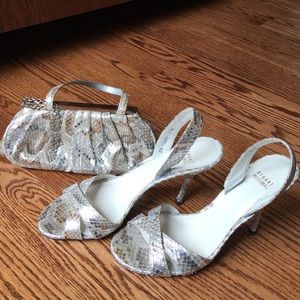 Stuart Weitzman Python slingback pumps and clutch