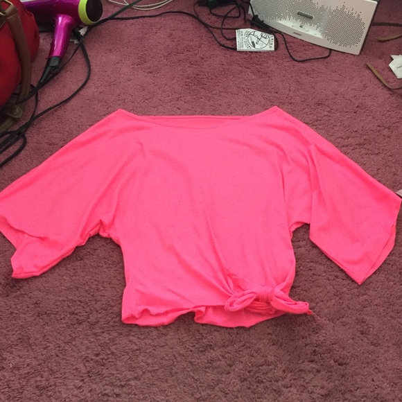Pink tie crop top