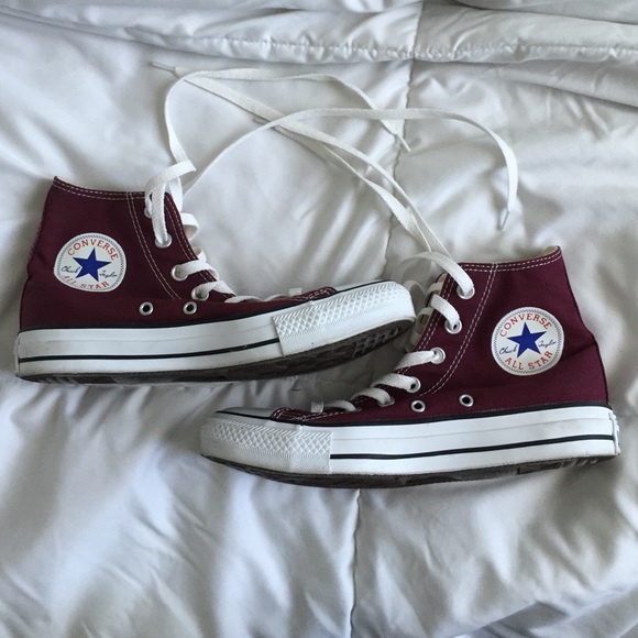 Brand New Burgundy High Top Converse