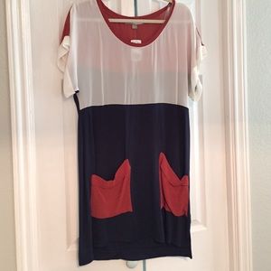 Shirt Dress Forever 21- Navy, Orange, Ivory