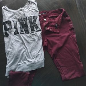 BURGANDY Maurices I am smart jegging trouser Sz L