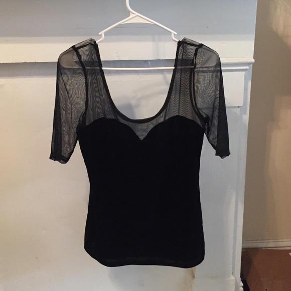 Pins and Needles mesh and velvet top size L - Picture 1 of 3