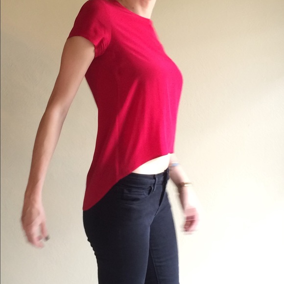 Gorgeous silk red hi low tshirt top blouse!