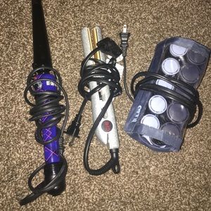 Set of 3, hair straightener, curling tools
