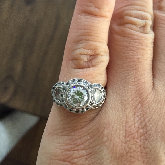 Sterling silver cubic zirconia engagement ring